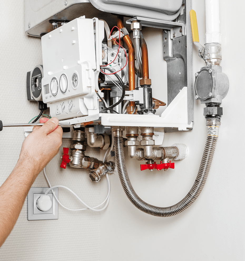 Technician installing an outdoor AC unit